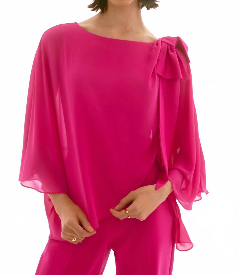 NEW JOSEPH RIBKOFF silky knit poncho top in geranium